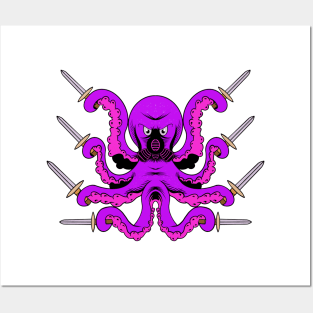 Purple Sword Octopus Posters and Art